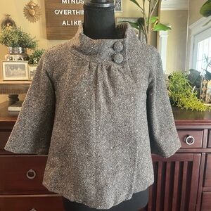 Old Navy Gray Tweed Cropped Swing Coat